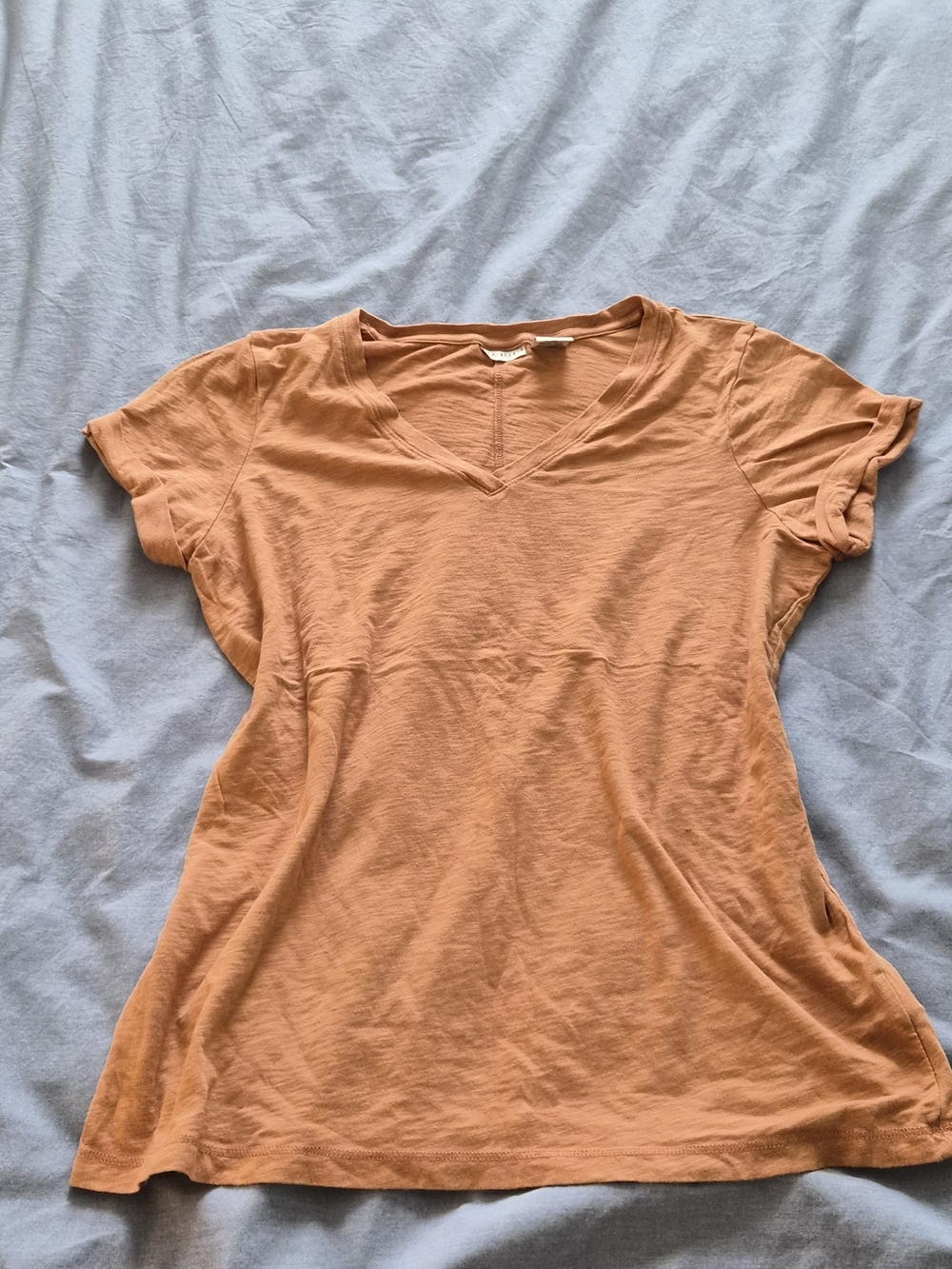 Women's V-Neck Short Sleeve Top in Terracotta